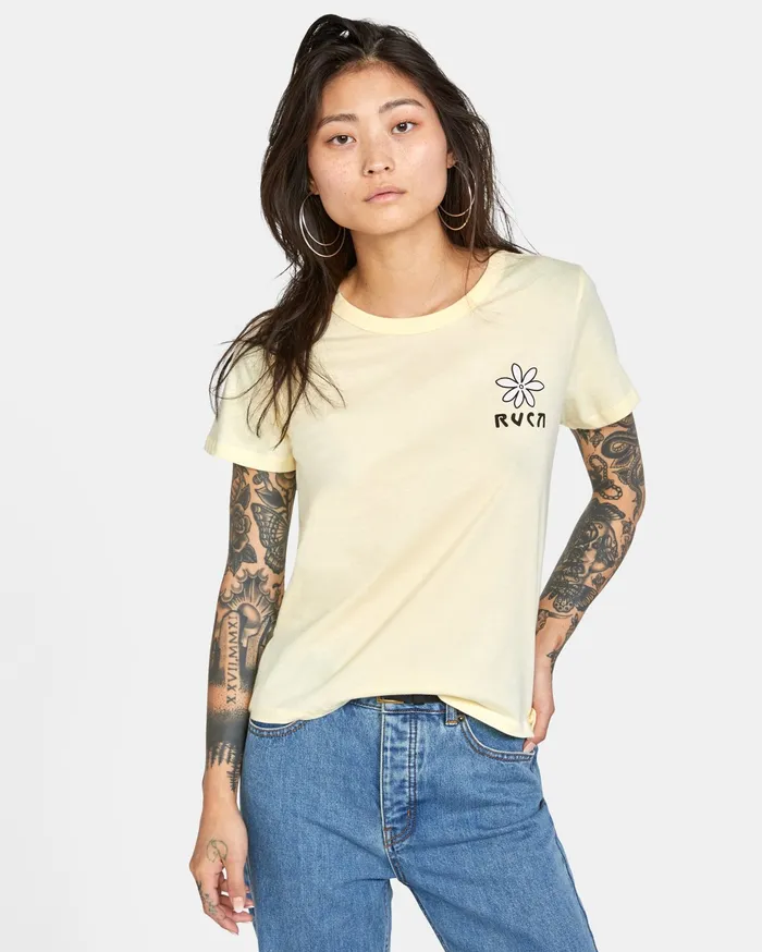 RVCA Womens Graphic Tees Throwback Short Sleeve Tee Butter But