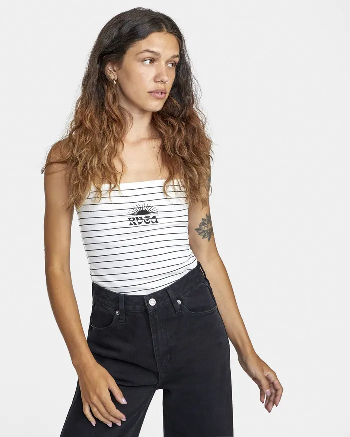 RVCA Womens Graphic Tees Vibrations Tank Top Vintage White Vwt