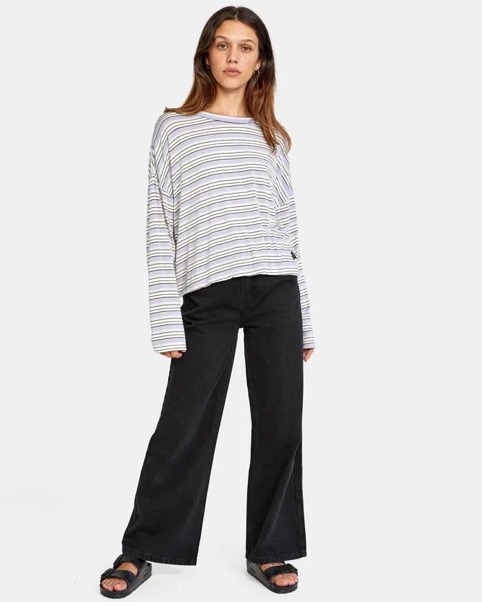 RVCA Womens Tops Countdown Long Sleeve Top Lavender Lav