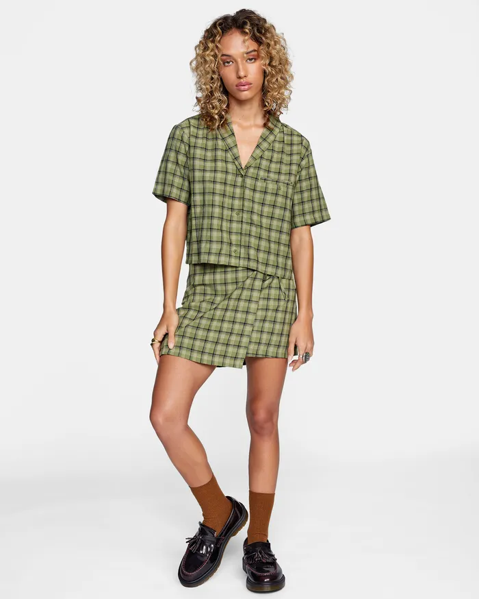 RVCA Womens Tops Jackson ButtonDown Top Green Moss Gmv0