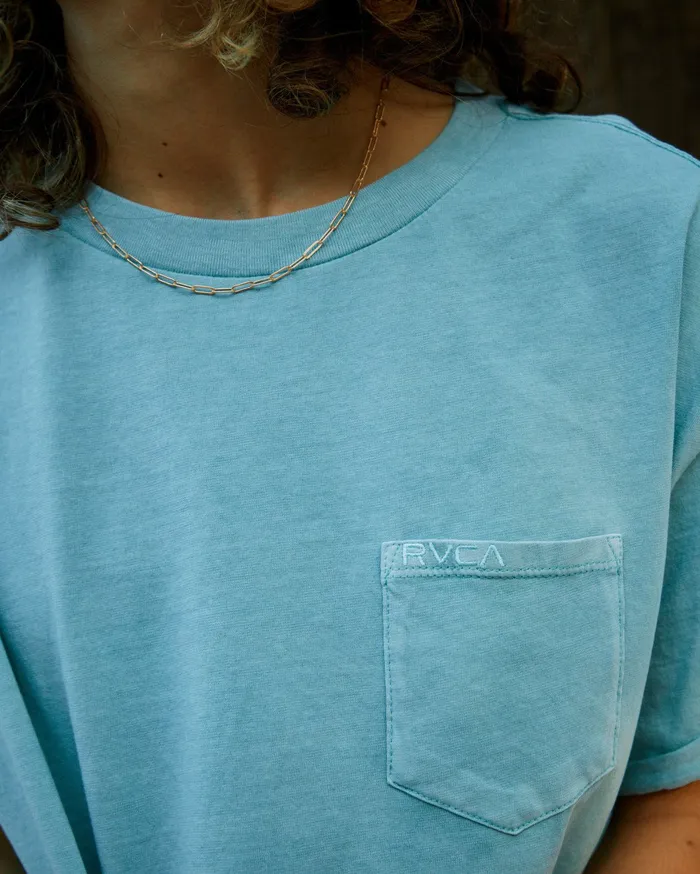 RVCA Womens Tops Ptc Roll It Short Sleeve Tee China Blue Cnb