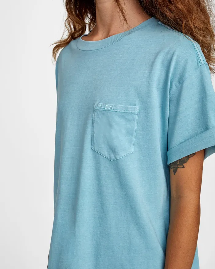RVCA Womens Tops Ptc Roll It Short Sleeve Tee China Blue Cnb