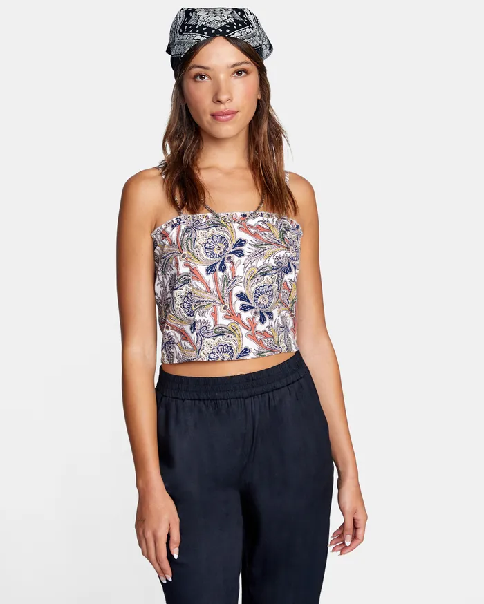 RVCA Womens Tops Side Note Cami Top Cloud Clo