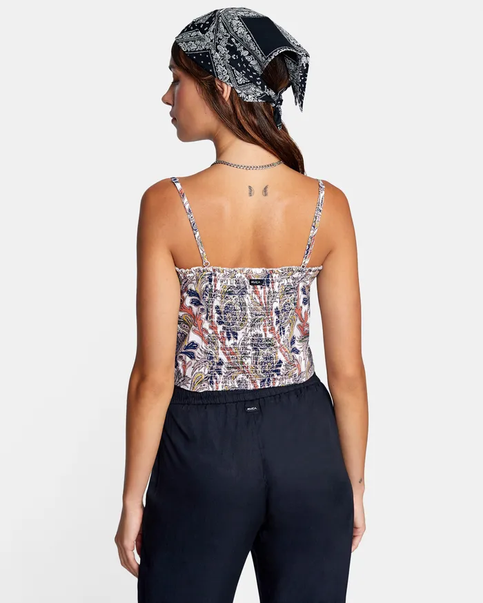 RVCA Womens Tops Side Note Cami Top Cloud Clo