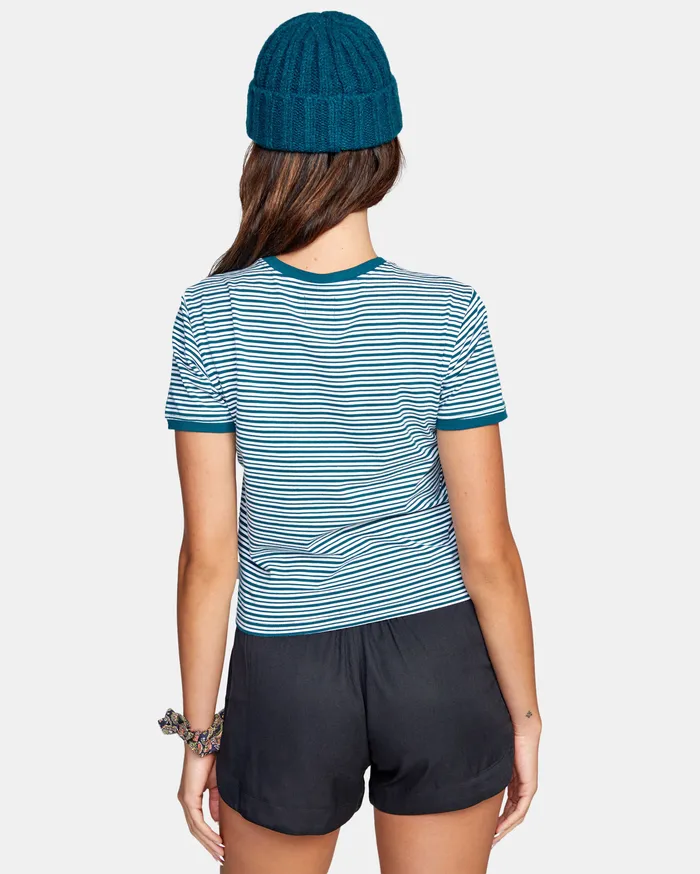 RVCA Womens Tops Sure Thing Tee Deep Teal Dpt