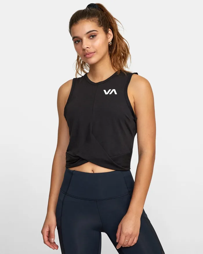 RVCA Womens Tops Twist Front Tank Top Black Blk