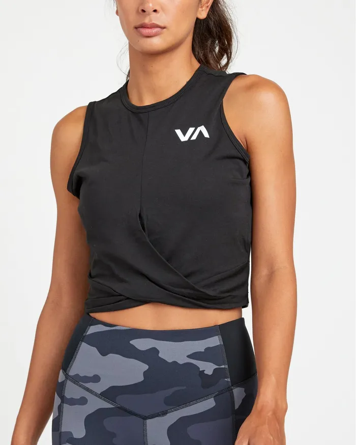 RVCA Womens Tops Twist Front Tank Top Black Blk