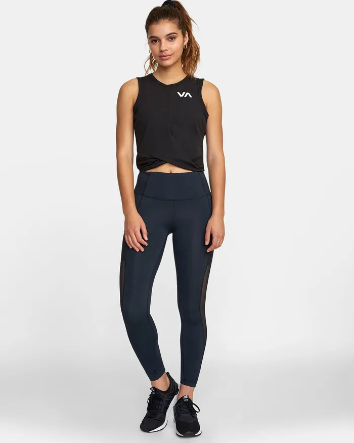 RVCA Womens Tops Twist Front Tank Top Black Blk