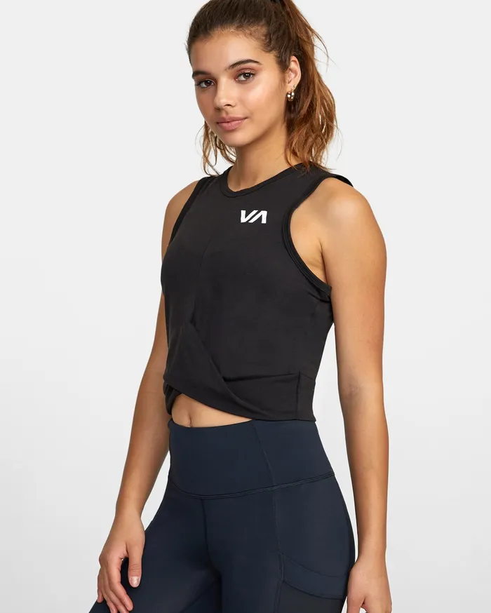 RVCA Womens Tops Twist Front Tank Top Black Blk