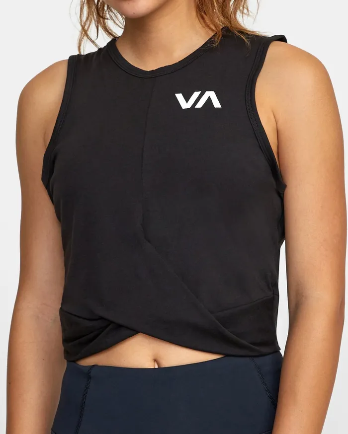 RVCA Womens Tops Twist Front Tank Top Black Blk