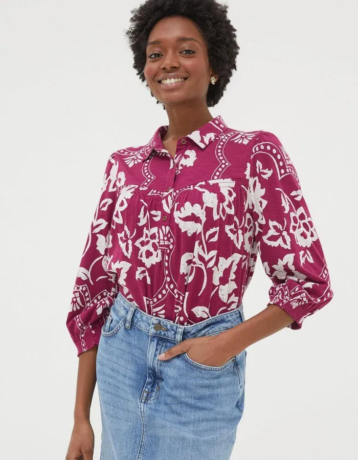 Sadie Wallpaper Shirt Purple Women FatFace Shirts and Blouses
