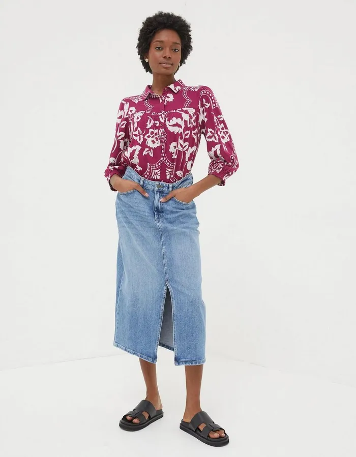Sadie Wallpaper Shirt Purple Women FatFace Shirts and Blouses