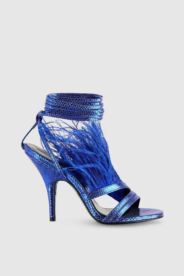 Sandals Women Patrizia Pepe Feather Sandals Shiny Blue Ray