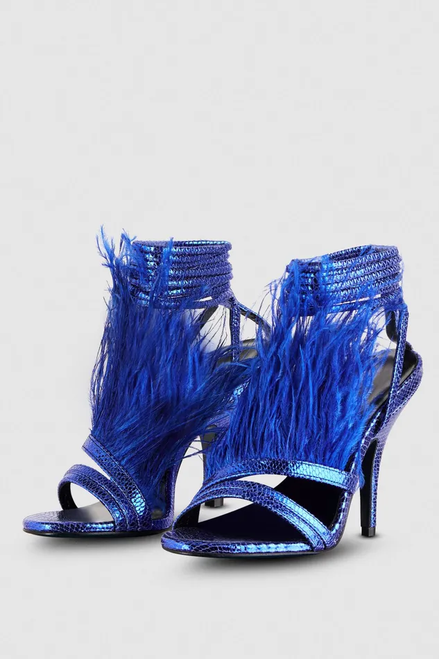 Sandals Women Patrizia Pepe Feather Sandals Shiny Blue Ray