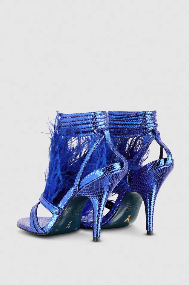 Sandals Women Patrizia Pepe Feather Sandals Shiny Blue Ray