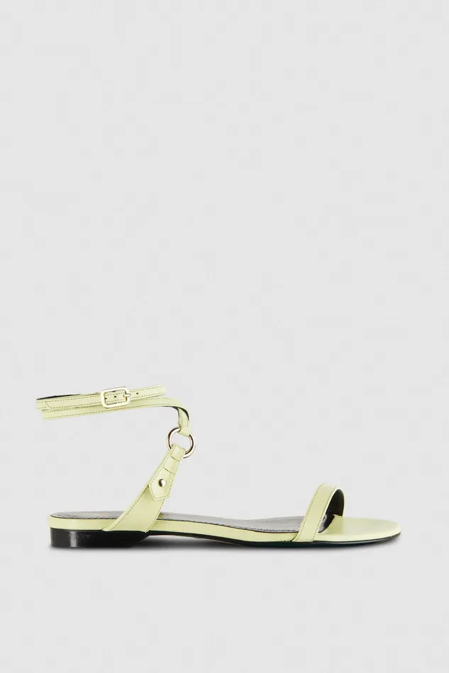 Sandals Women Patrizia Pepe Flat Smooth Leather Sandals Light Sunny Lime