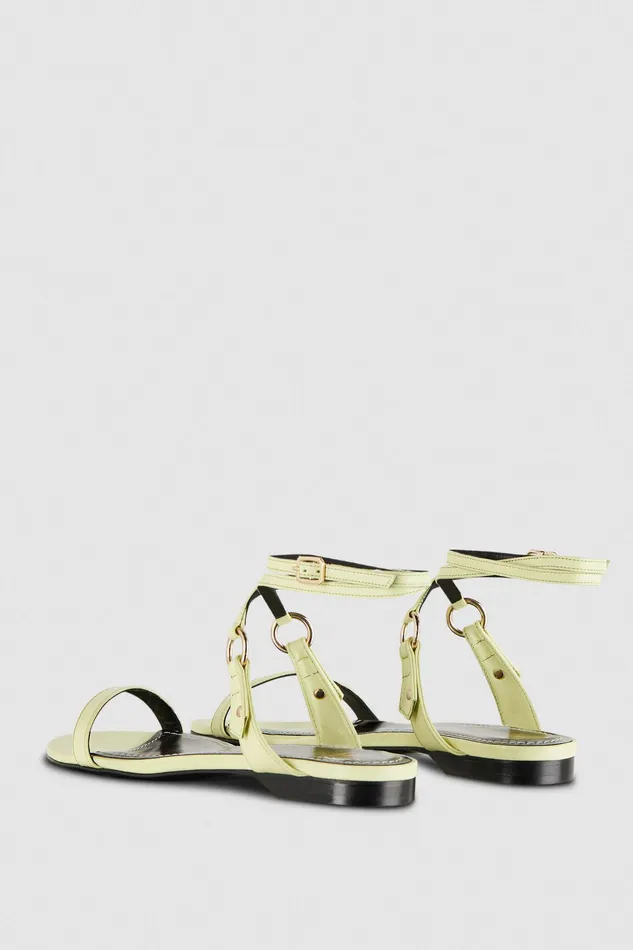 Sandals Women Patrizia Pepe Flat Smooth Leather Sandals Light Sunny Lime