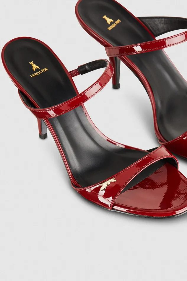 Sandals Women Patrizia Pepe Patent Leather Heeled Sandals Cherry Bomb