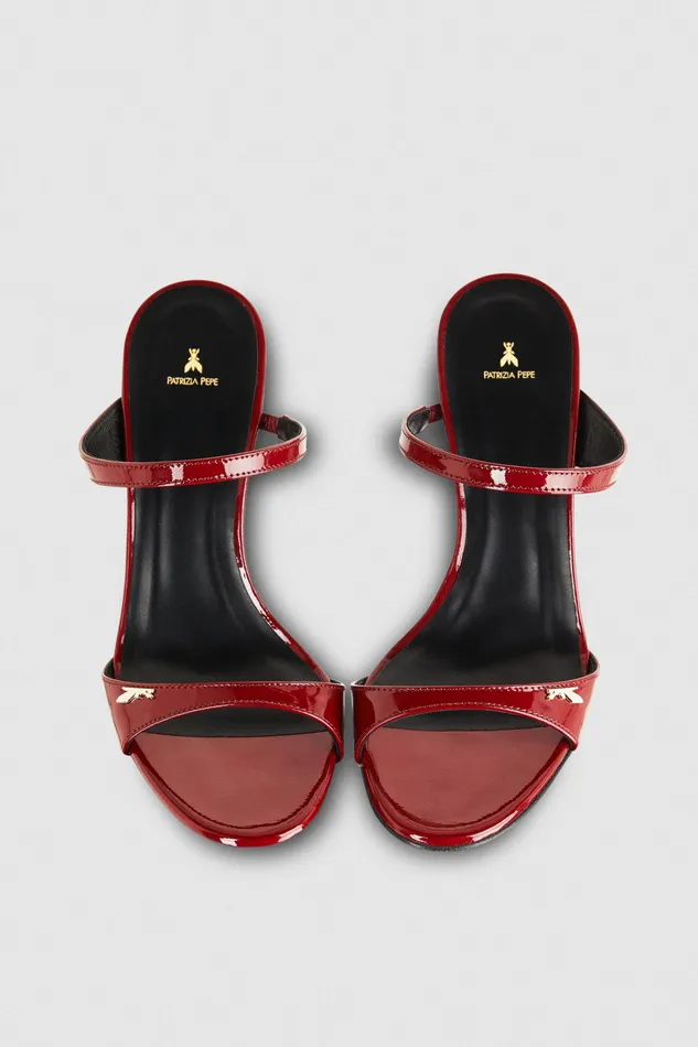 Sandals Women Patrizia Pepe Patent Leather Heeled Sandals Cherry Bomb