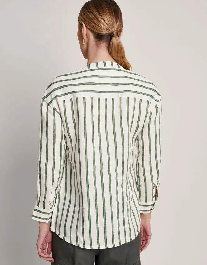 Santana Stripe Linen Shirt Green Women Monsoon Tops and Blouses