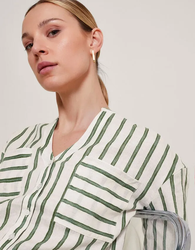 Santana Stripe Linen Shirt Green Women Monsoon Tops and Blouses