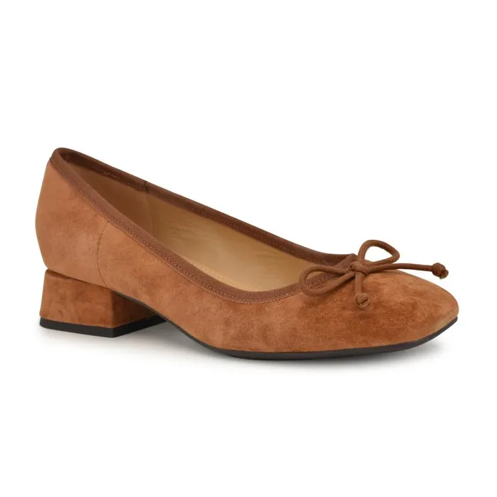 Saruh Square Toe Pumps Tan Suede Women Nine West Heels