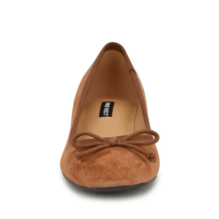 Saruh Square Toe Pumps Tan Suede Women Nine West Heels