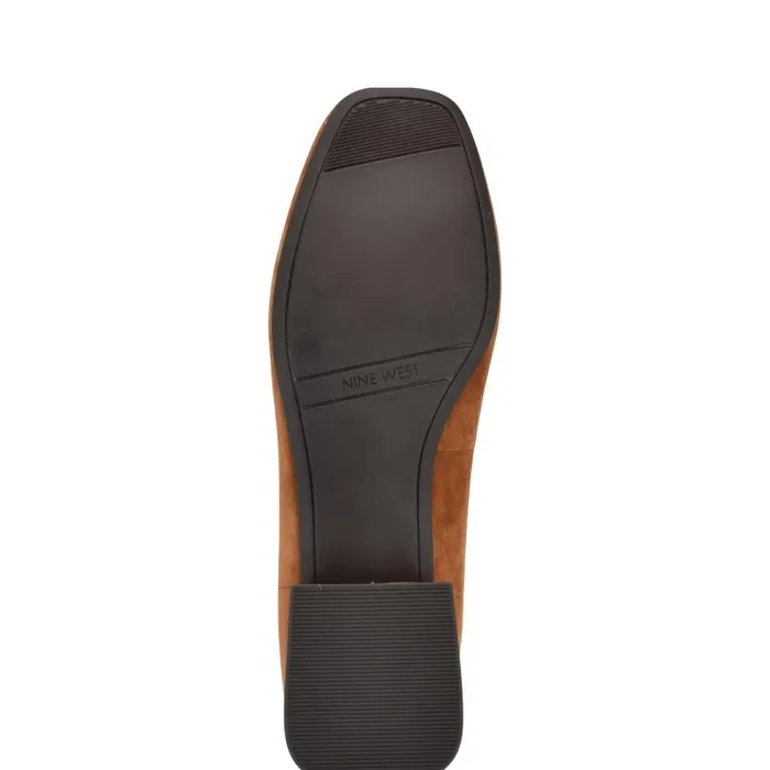 Saruh Square Toe Pumps Tan Suede Women Nine West Heels
