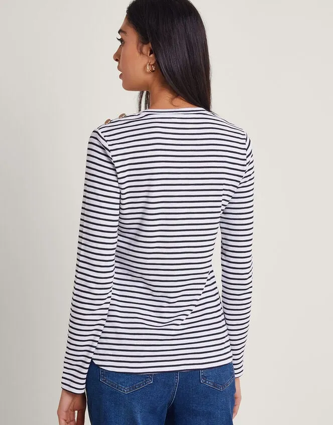 Saskia Metallic Stripe Top Ivory Women Monsoon Casualwear