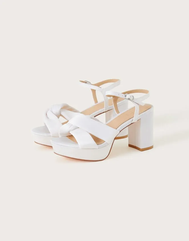 Satin Knot Platform Heeled Sandals Ivory Women Monsoon Platforms