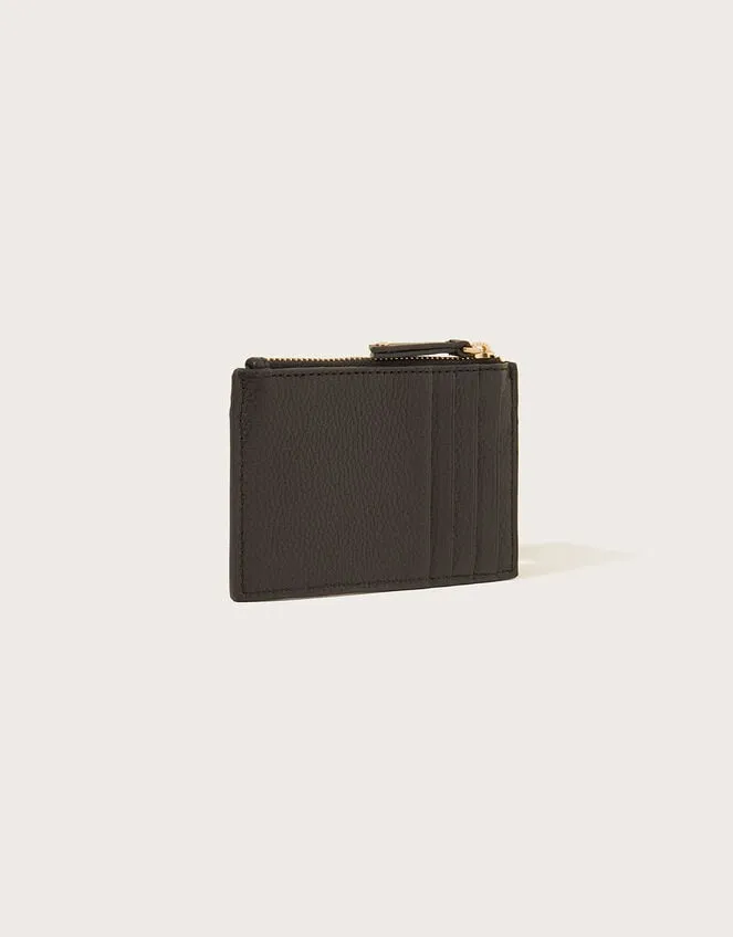 Scallop Leather Card Holder Black Women Monsoon Bags and Purses