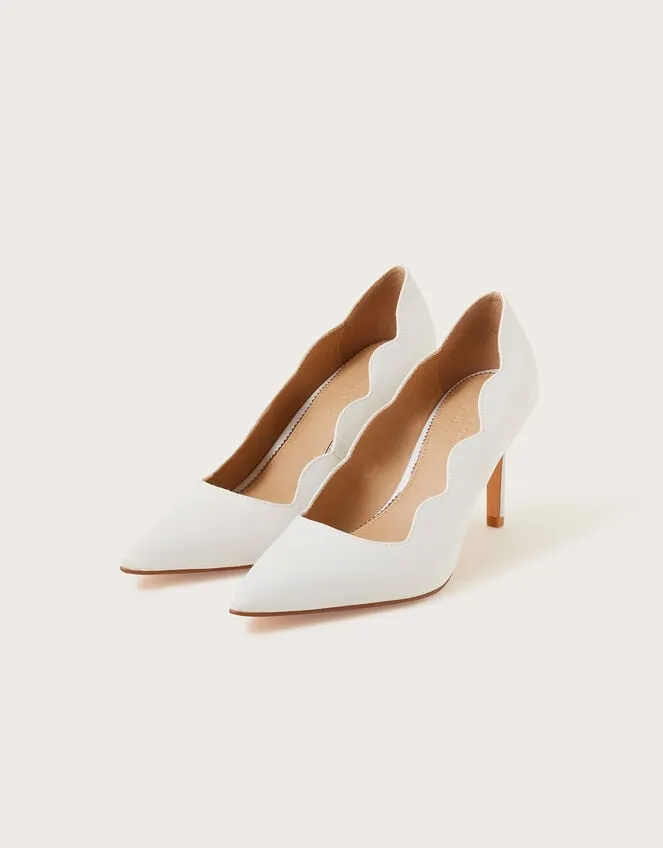 Scallop Satin Bridal Court Shoes Ivory Women Monsoon Heels