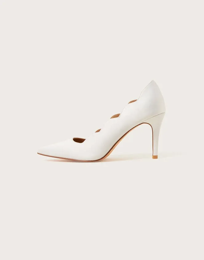 Scallop Satin Bridal Court Shoes Ivory Women Monsoon Heels