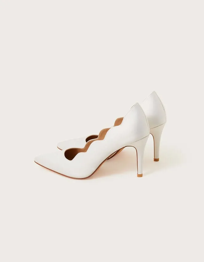 Scallop Satin Bridal Court Shoes Ivory Women Monsoon Heels