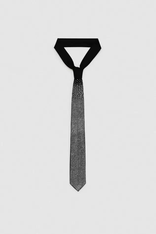 Scarves Women Patrizia Pepe Rhinestone Tie Blackshiny Crystal