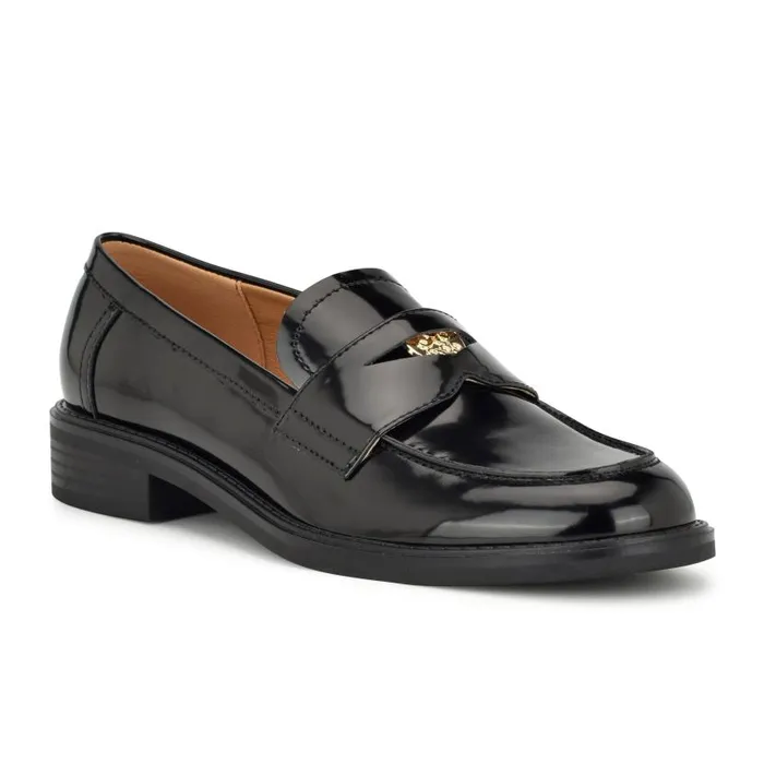 Seeme Penny Loafers Black Patent Women Nine West Flats and Loafers