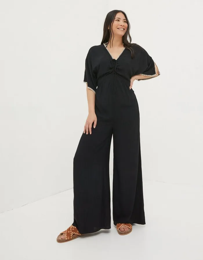 Selene Beach Jumpsuit Black Women FatFace Beachwear and Swimwear