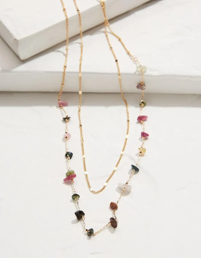 Semi Precious Layered Necklace Multi Women FatFace Jewellery