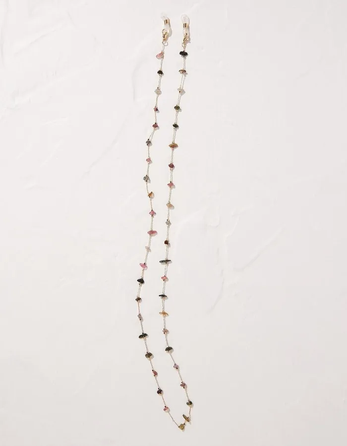 Semi Precious Stone Glasses Chain Multi Women FatFace Sunglasses