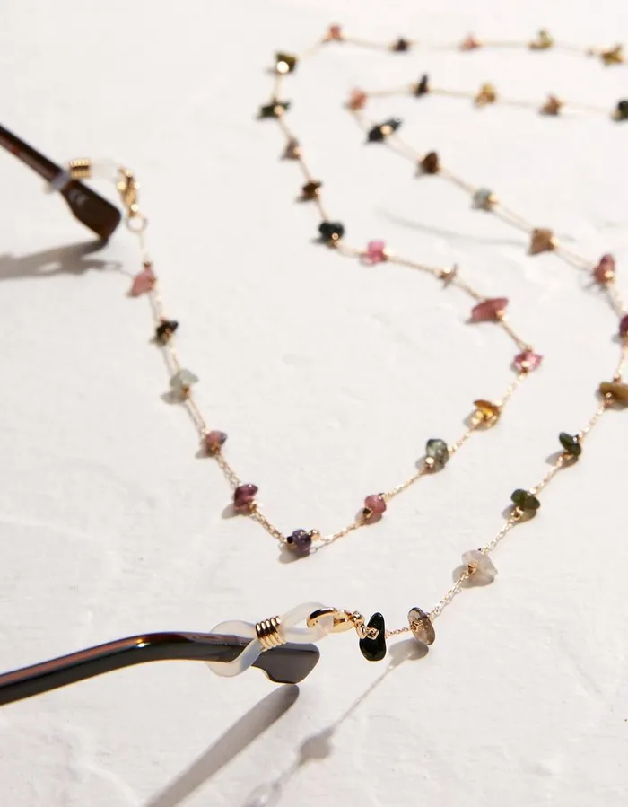 Semi Precious Stone Glasses Chain Multi Women FatFace Sunglasses