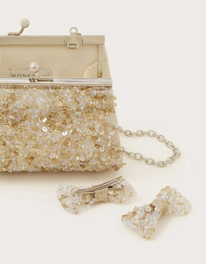 Sequin Bag And Hair Set Children Monsoon Girls039 Bags and Purses
