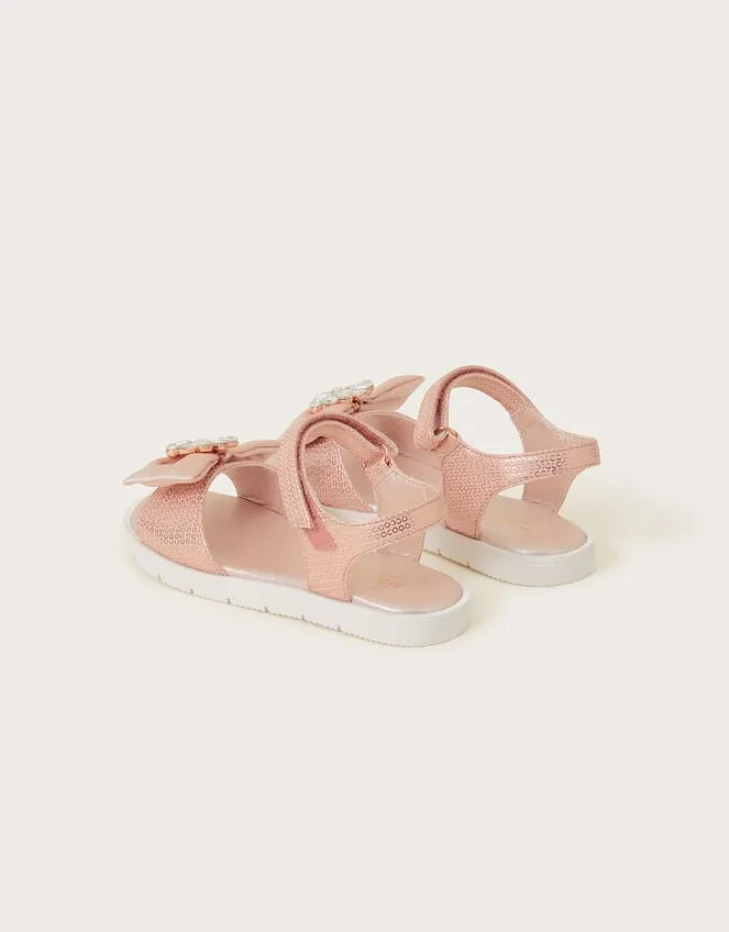 Sequin Bow Sandals Gold Children Monsoon Girls039 Shoes and Sandals