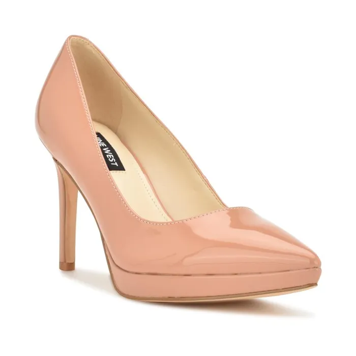 Shelbe Platform Pumps Nude Patent Women Nine West Heels