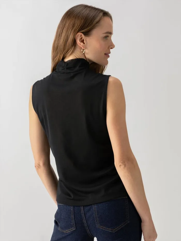 Shirred Neck Mesh Tank Black Women Sanctuary Clothing Tees and Tops Shirred Neck Mesh Tank Black Women Sanctuary Clothing Tees and Tops