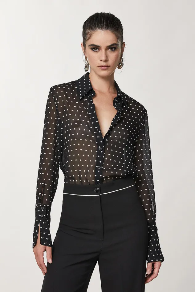 Shirts Women Patrizia Pepe Fluid Crpe Shirt Black Pois