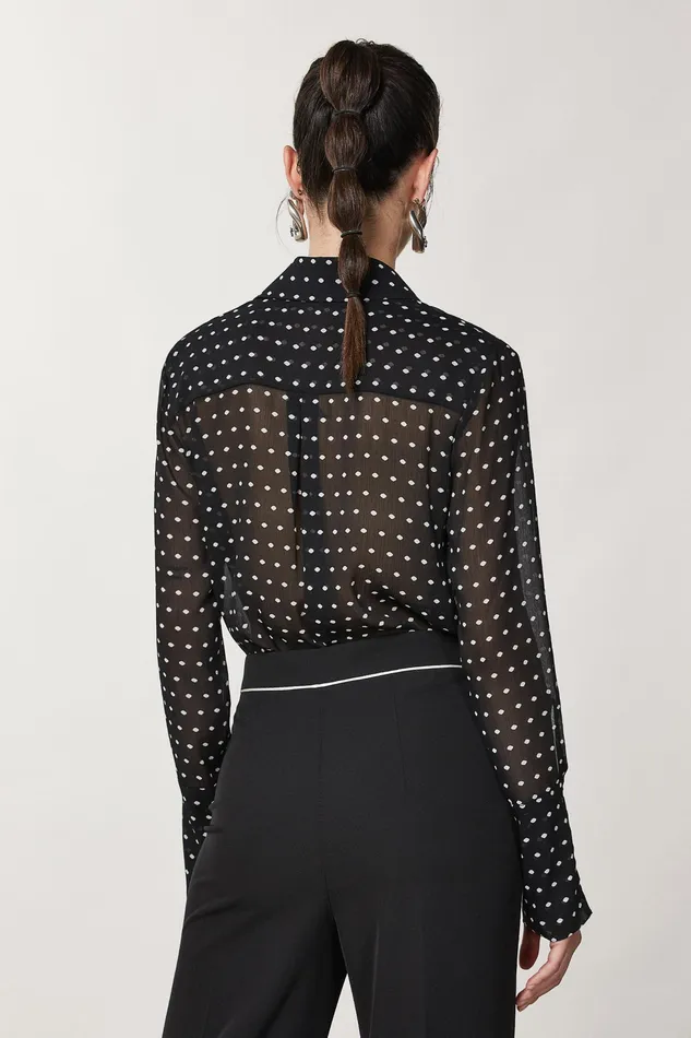 Shirts Women Patrizia Pepe Fluid Crpe Shirt Black Pois