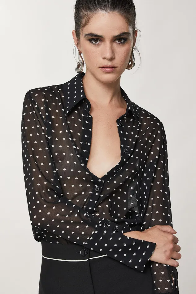 Shirts Women Patrizia Pepe Fluid Crpe Shirt Black Pois