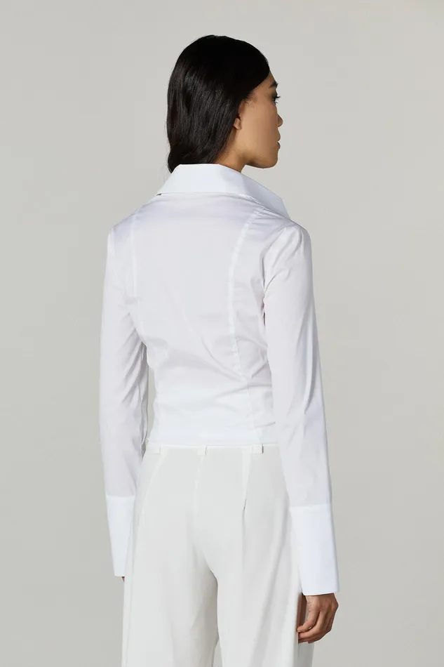Shirts Women Patrizia Pepe LongSleeved Shirt Bianco Ottico