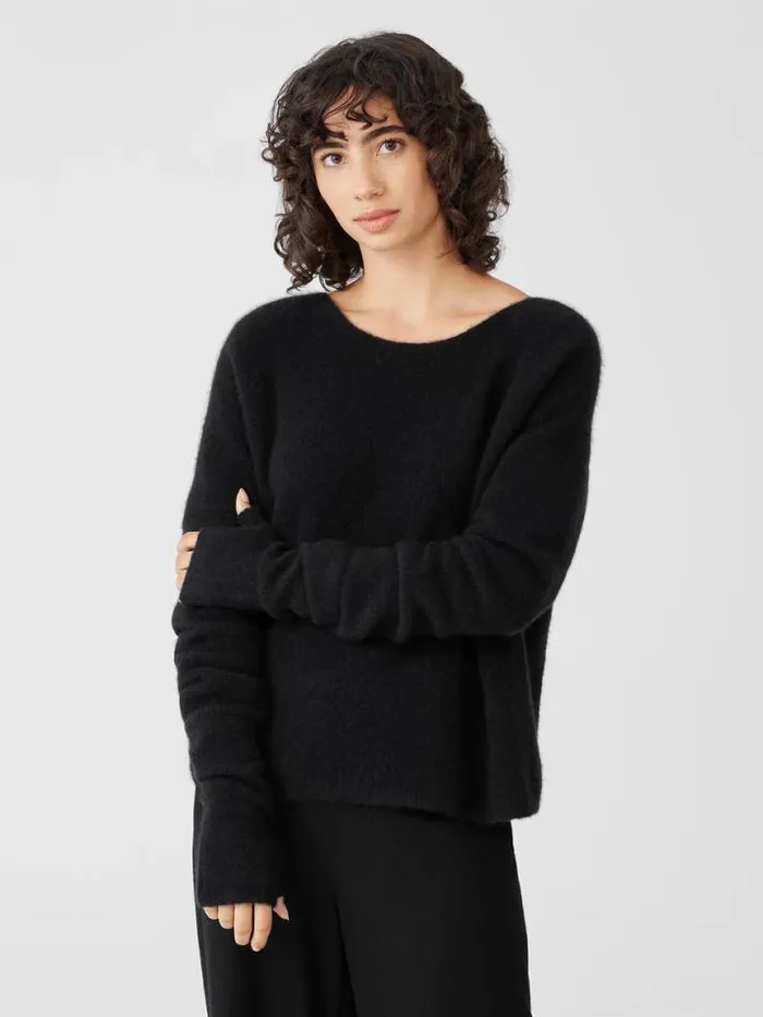 Shop Eileen Fisher Accessories Cashmere Silk Bliss Glovelettes Black