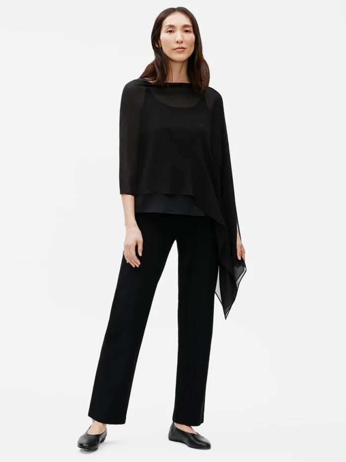 Shop Eileen Fisher Accessories System Sheer Silk Georgette Wrap Black